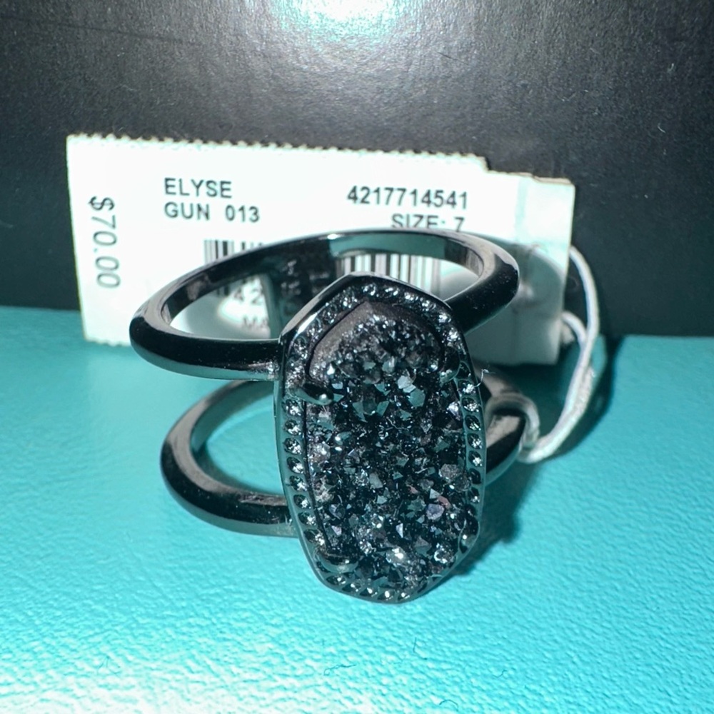 Kendra Scott Elyse Ring - Gunmetal Size 7 - NWT